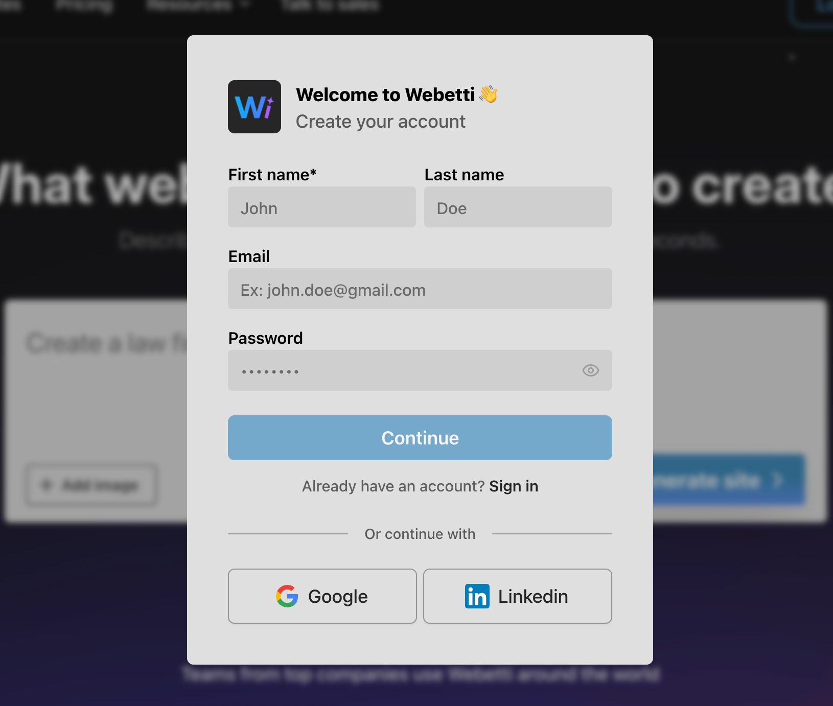 How many sign-up steps are there, and is a card required immediately?